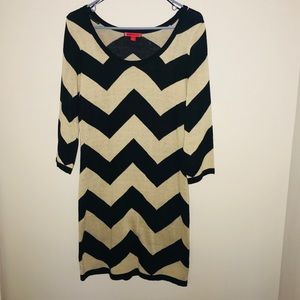 Liv Black and Beige/Tan Chevron Sweater Dress